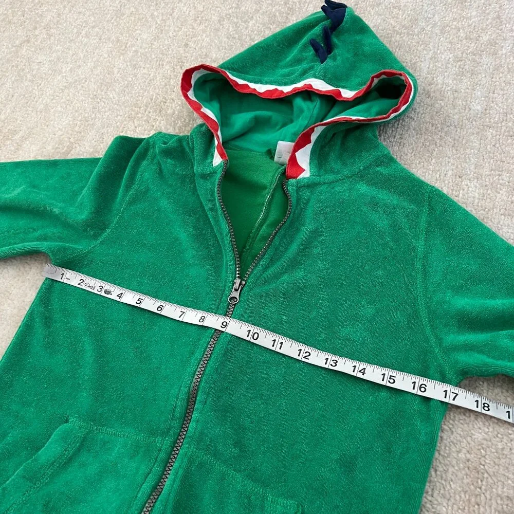 Hanna Andersson Boys Dino Green French Terry Zip Up Hoodie Sweatshirt 10 - Picture 6 of 9